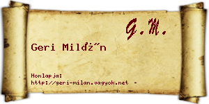 Geri Milán névjegykártya